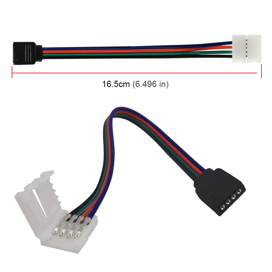 10mm 4pin 5050 led rgb tira extensão conector cabo fio led tira extensão cabos clipe para 5-24v 5050 rgb led luz tira