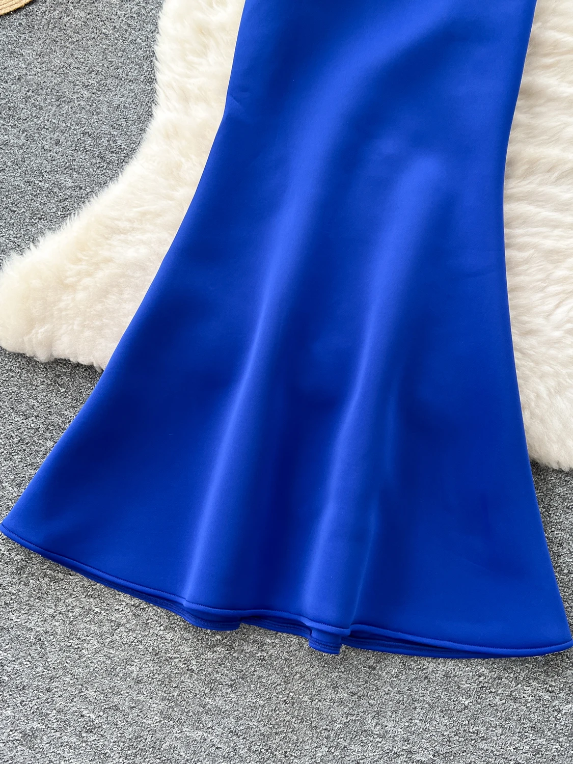 Abito da sera blu Design unico da donna Vita con nodo 3D Dimagrante oulder off Fi Tail Dr Coreano Sle Vita alta