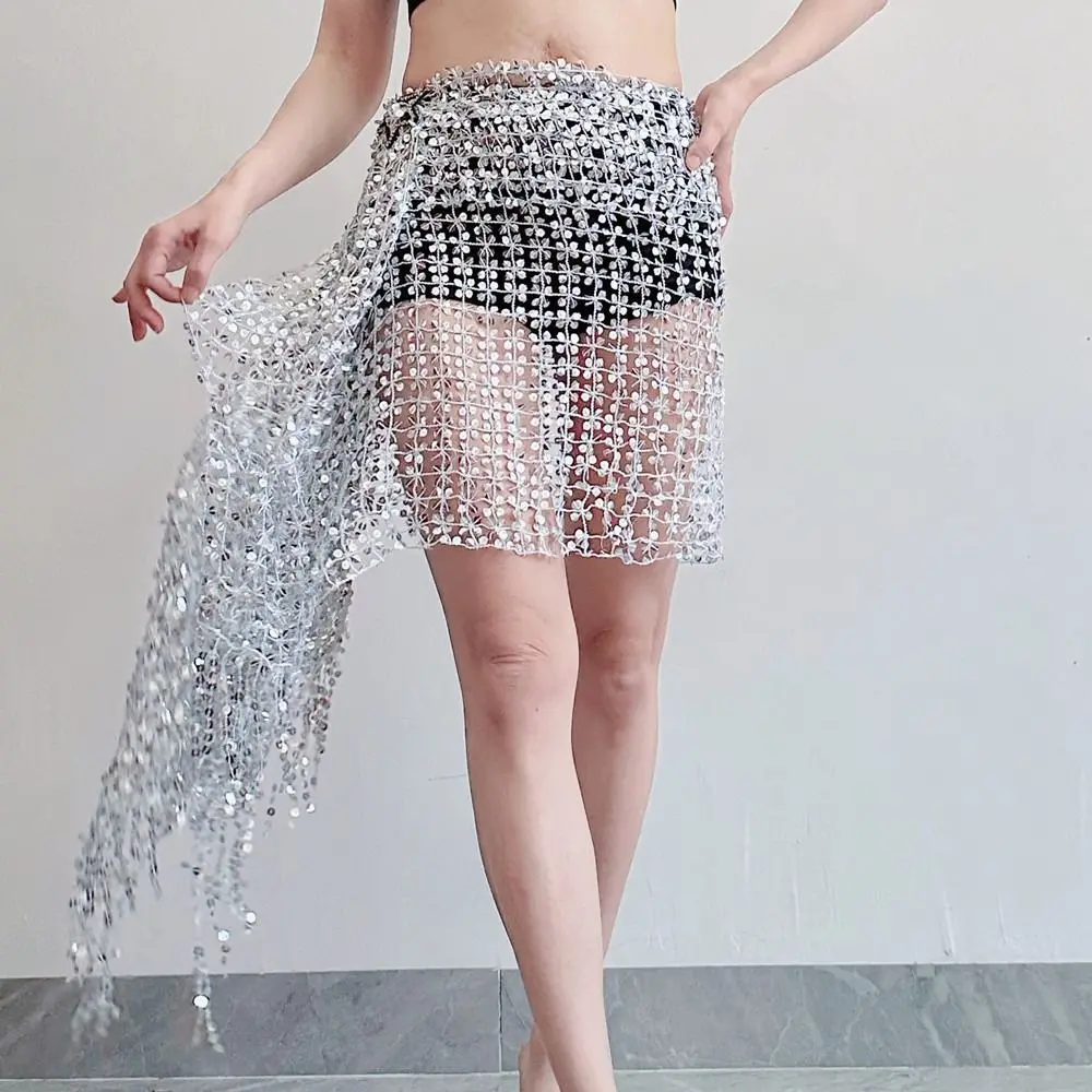 

Sequins Belly Dance Belt Tassel Multicolor Belly Dancing Scarf Hollow Out Dance Accessories Belly Dance Costumes Indian Dance