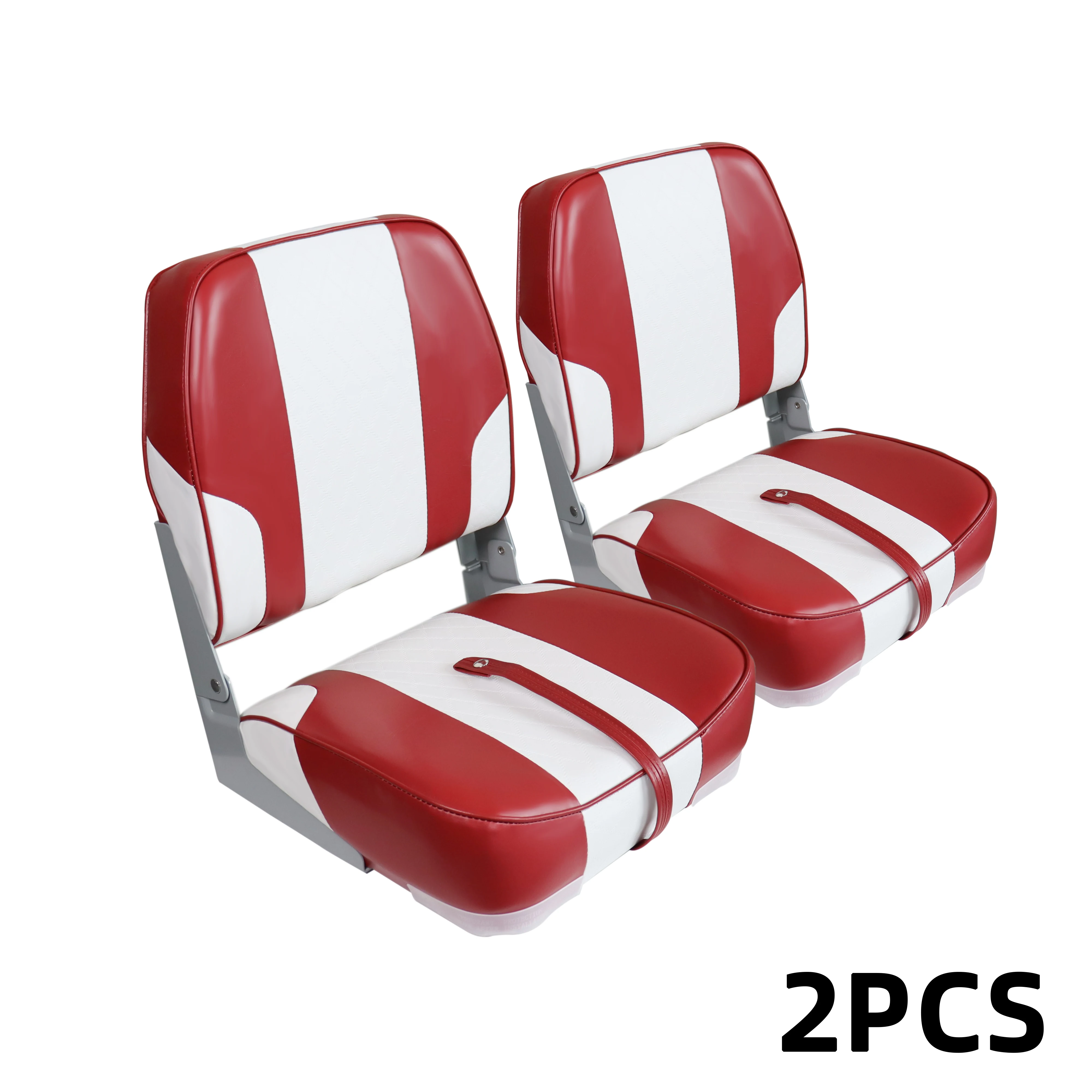 2pcs Boat Seat Fishing Seat Fold boat back chairs PVC Leather Seat Wear Resistant Waterproof Sunproof Red+White Boat Seat Set