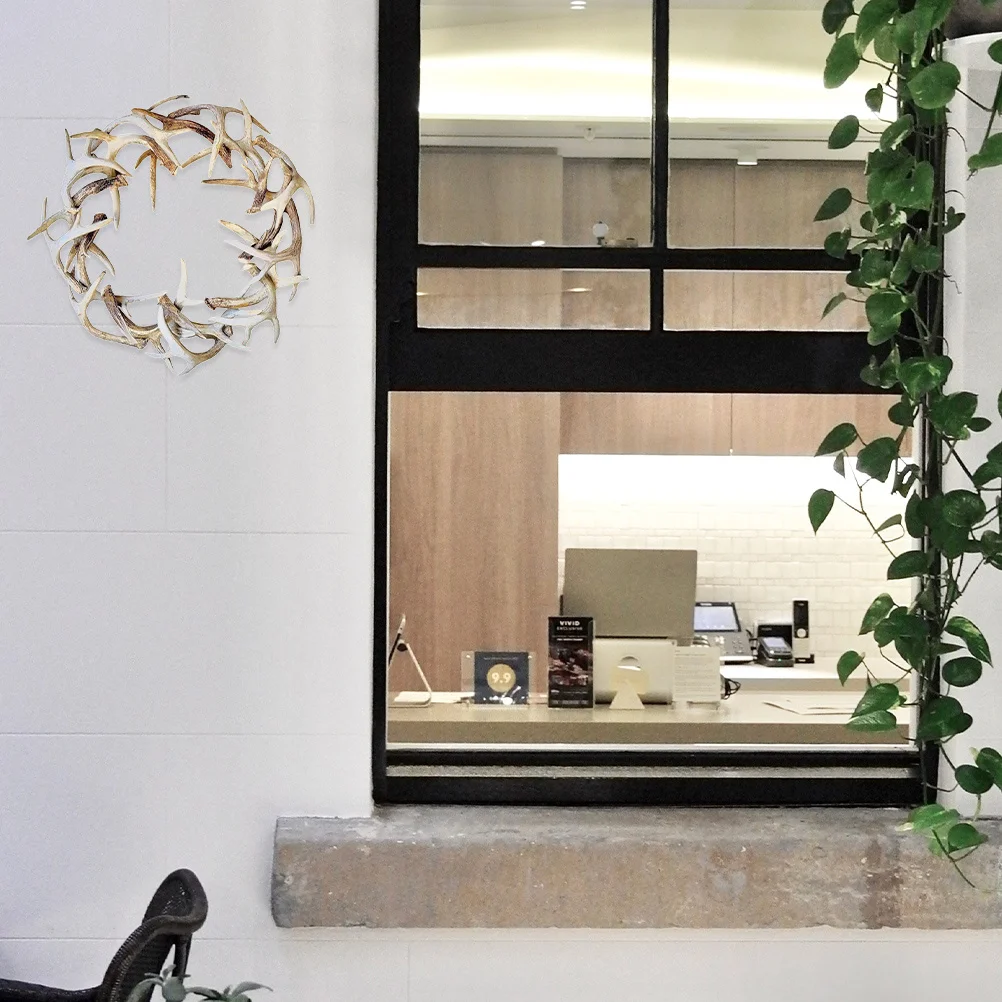 

Front Door Xmas Wreath Simulation Antler Wreath Elegant Beautiful Suitable Bedroom Office Living Room Xmas Garden Wall Ornament