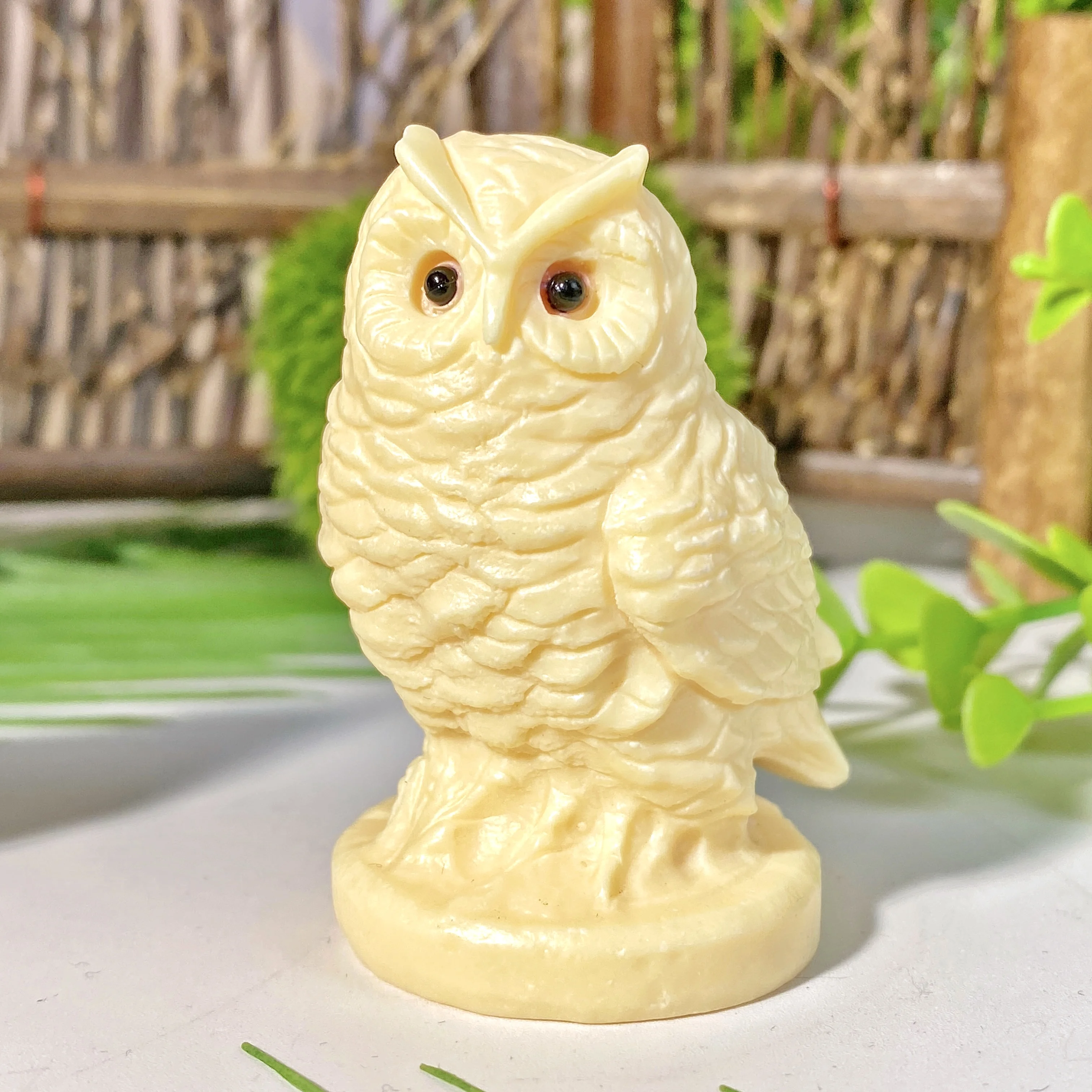 1PC High Quality Ivory Nut Owl Carving Natural Crystal Carving,Tagua,Gemstone Jewelry,Glitter, Healing Crystal,Birthday Gift