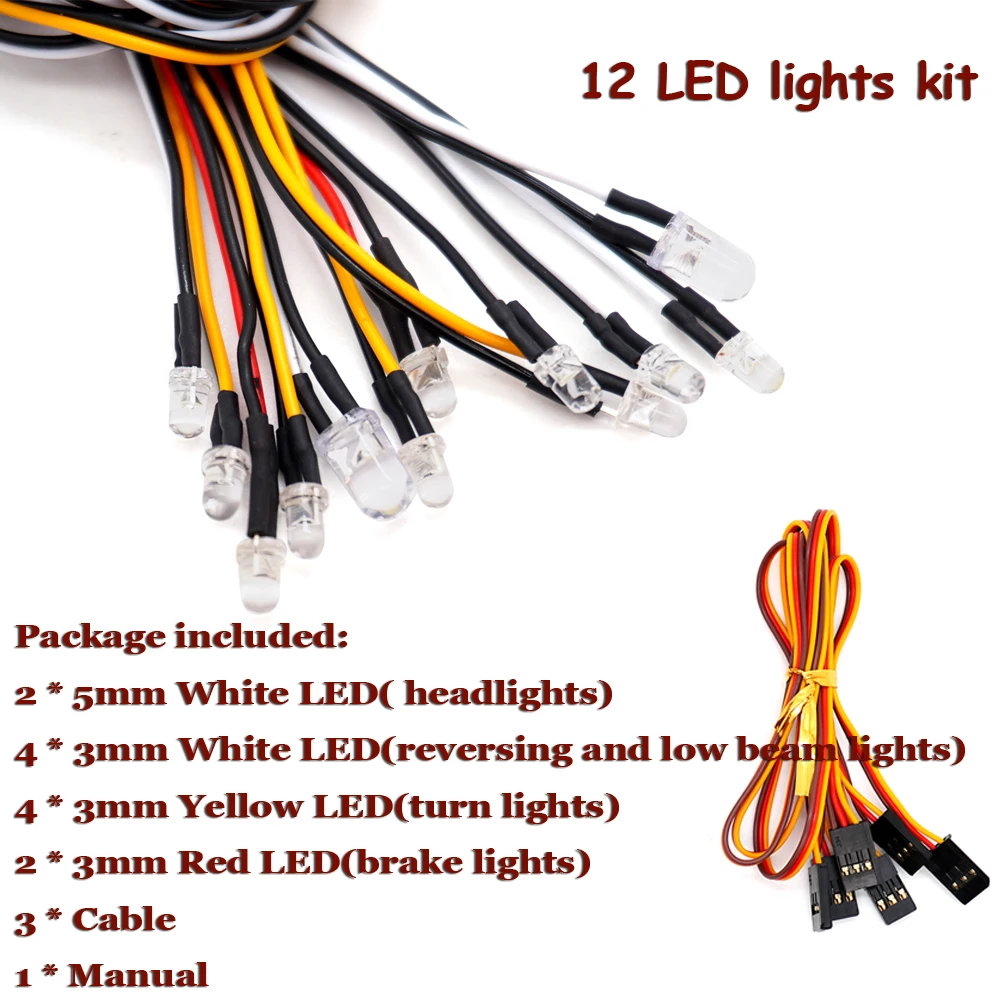 YSIDO RC Car 12 LED Lighting Simulation Flash Light Controllable Kit for 1/10 RC Cars Tamiya HSP HPI RC4WD Traxxas Accessories