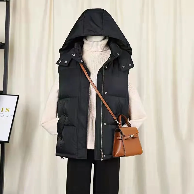 

Ladies Casual Long Leather Cotton Vest Jacket Street Fashion Stand Collar Vest Women's PU Jacket Women's Elegant Straight Vest