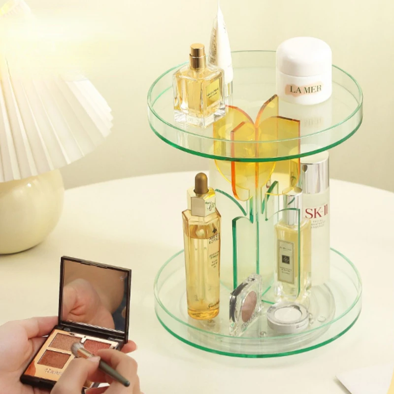 

Acrylic Women Makeup Box Storage Transparent Multilayer Clear Bathroom Boxes Perfume Room Compartment Caja De Maquillaje Decor