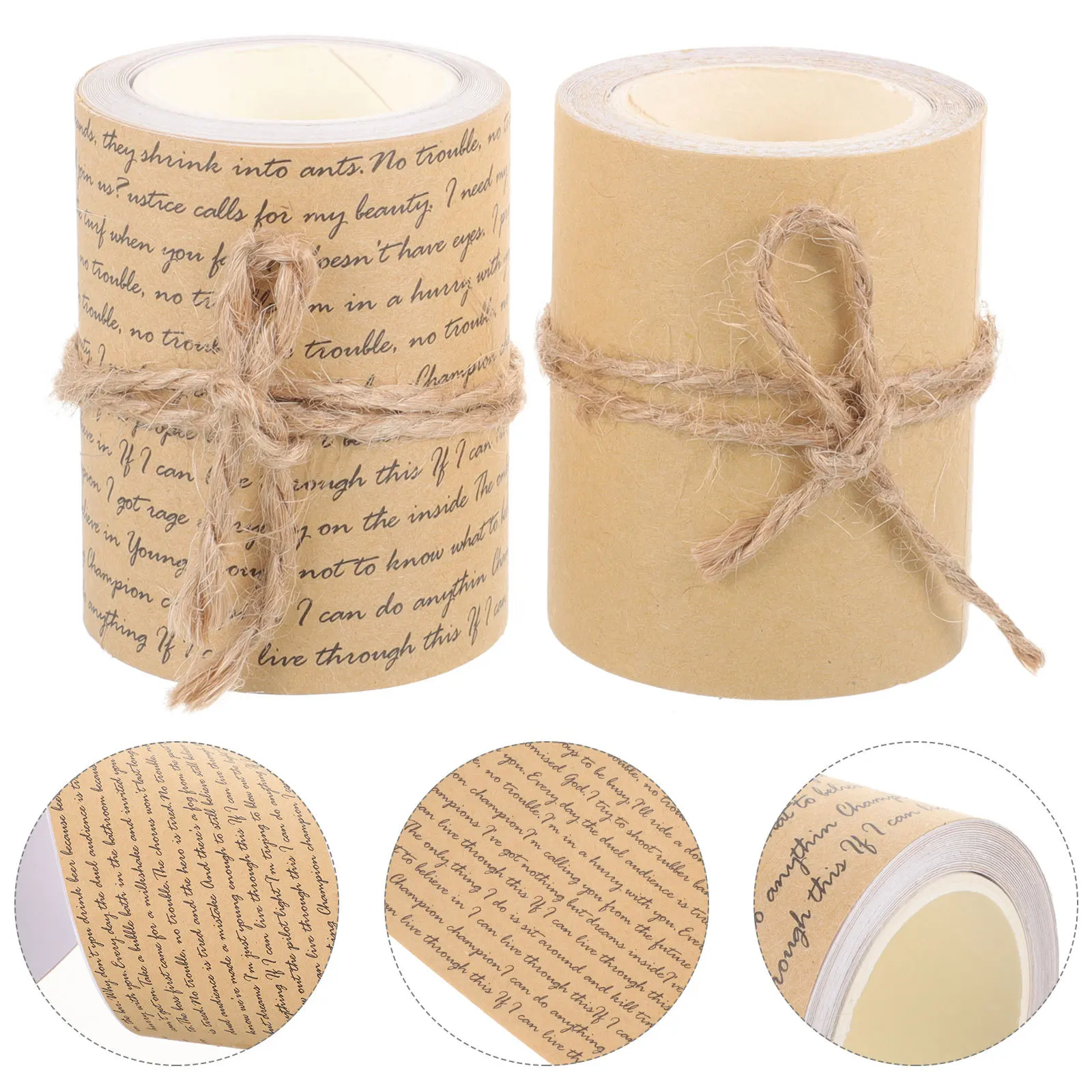 2 لفات شريط ورق كرافت عتيق يمكنك صنعه بنفسك أشرطة تزيين لاصقة لتغليف الهدايا ومستلزمات الحفلات والحرف اليدوية