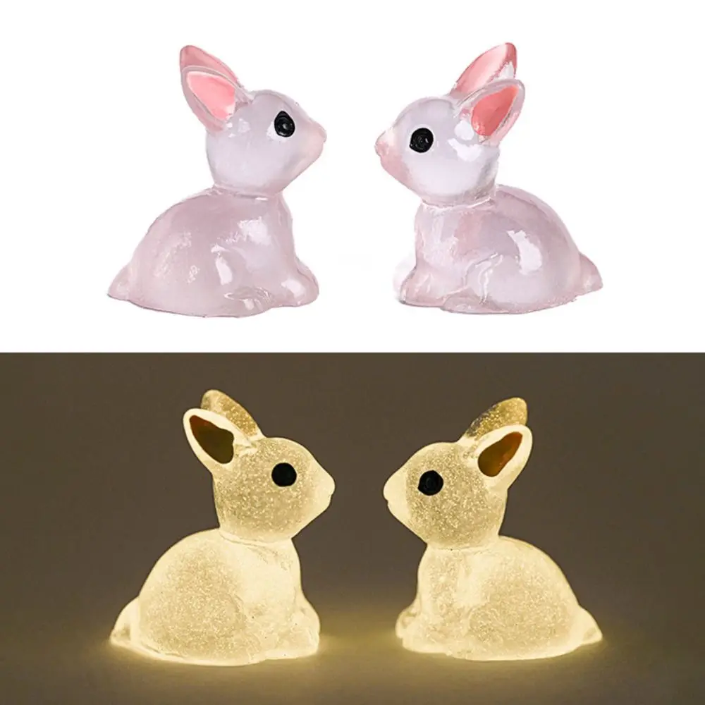 Crafts Cute Luminous Bunnies Gardening Fairy Mini Rabbit Ornaments Home Decor New Miniature Figurines