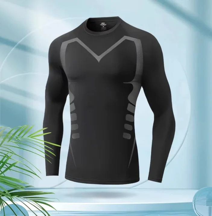 

Быстросохнущий облегающий мужской топ для бега и фитнеса, осеннее и зимнее спортивное нижнее белье, футболка