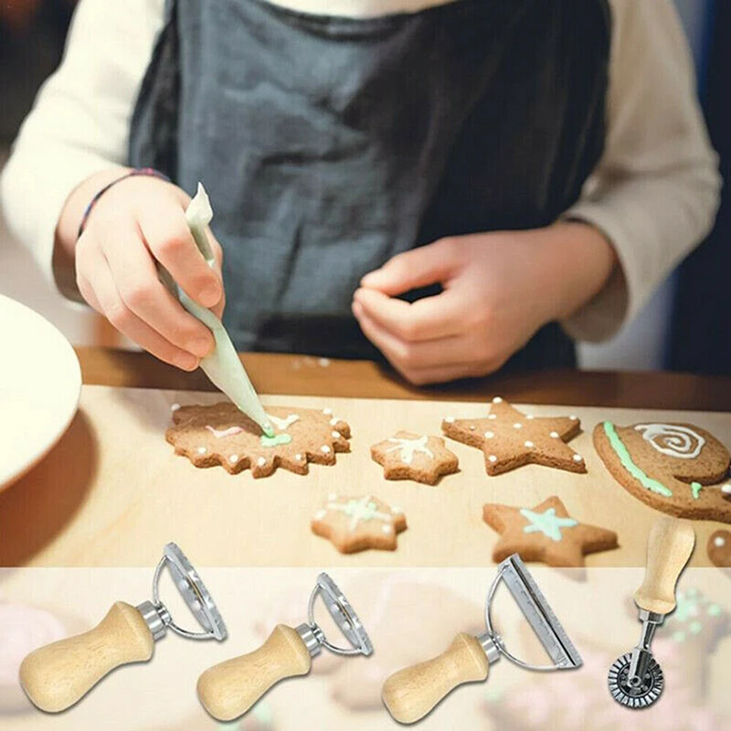 Molde de bola de masa para Ravioli, cortador de masa de Pizza, rodillo cuadrado redondo, mango de madera, molde cortador de Ravioli para galletas