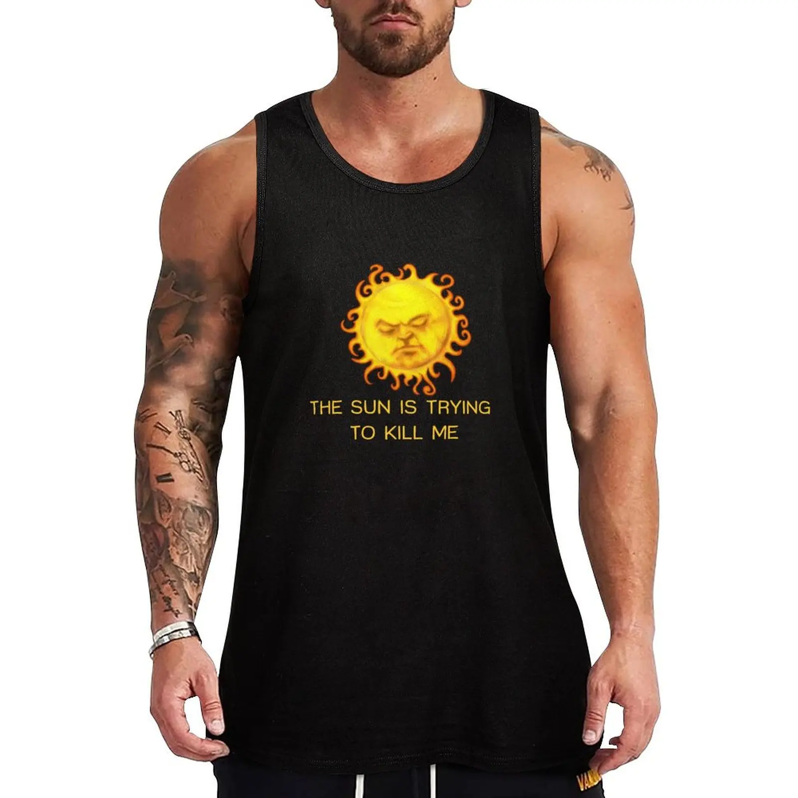 

The Sun is Trying to Kill Me ! Tank Top gym clothes men cotton t-shirts man