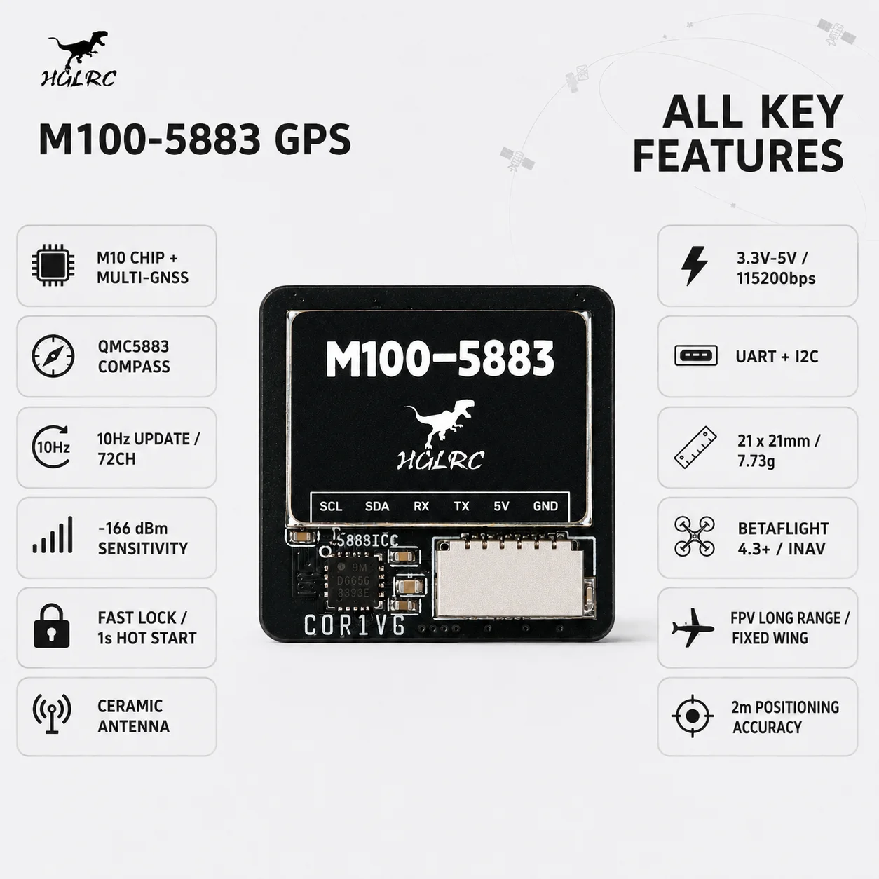 Módulo de Brújula GPS HGLRC M1 - Drone Compass reseña y precio