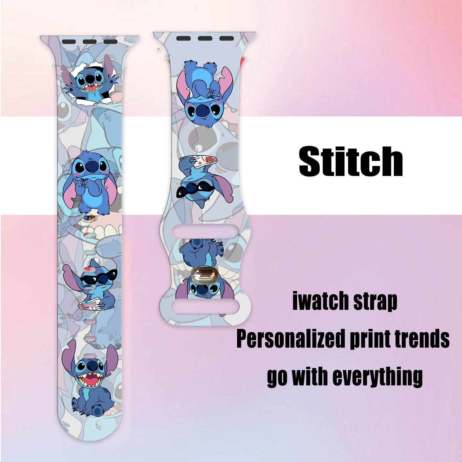 Stitch Series 3 bedrukte horlogeband voor iWatch 11 10 9 8 siliconen band vervangbare armband voor Apple Watch 46 mm 44 mm 42 mm 41 mm