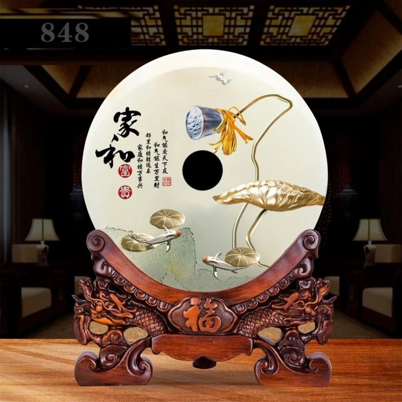 

Jade Peace Buckle Home Harmony Wealth Living Room Ornament Home Office Wine Cabinet He Shi Bi Entrance Jade Wall Decoration