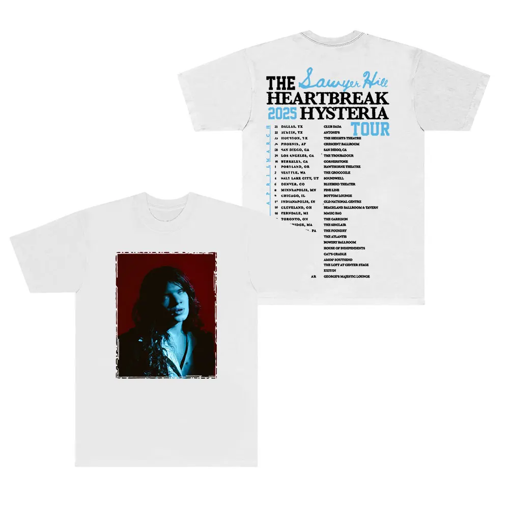 Sawyer Hill 2025 Heartbreak Hysteria Tour Merch T-Shirts Cosplay Women Men Fashion Crewneck Short Sleeve Tee