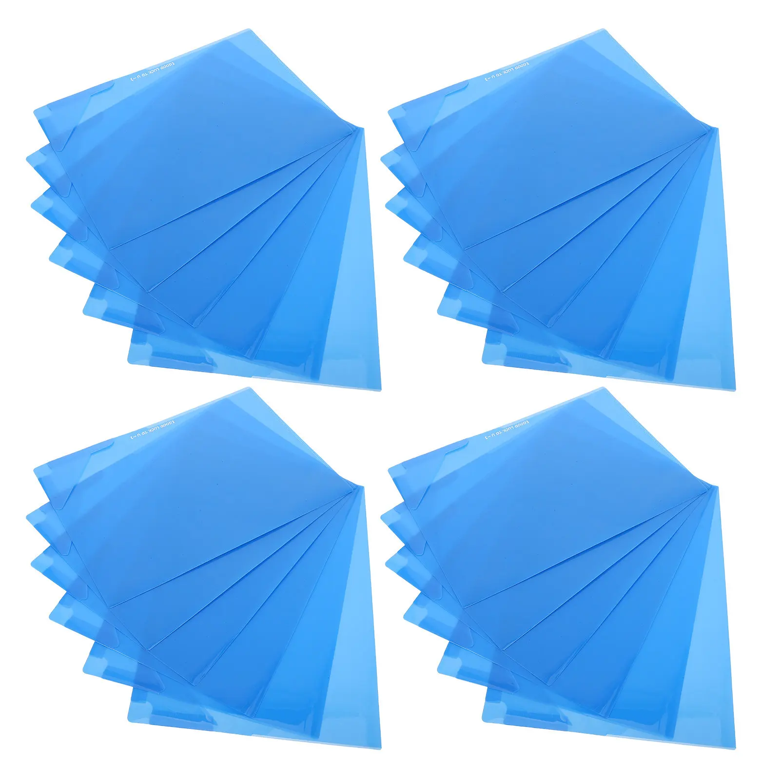 

24Pcs Blue A4 Office Document Folders Plastic L Shape Waterproof File Folder Presentation Holder for Work Study