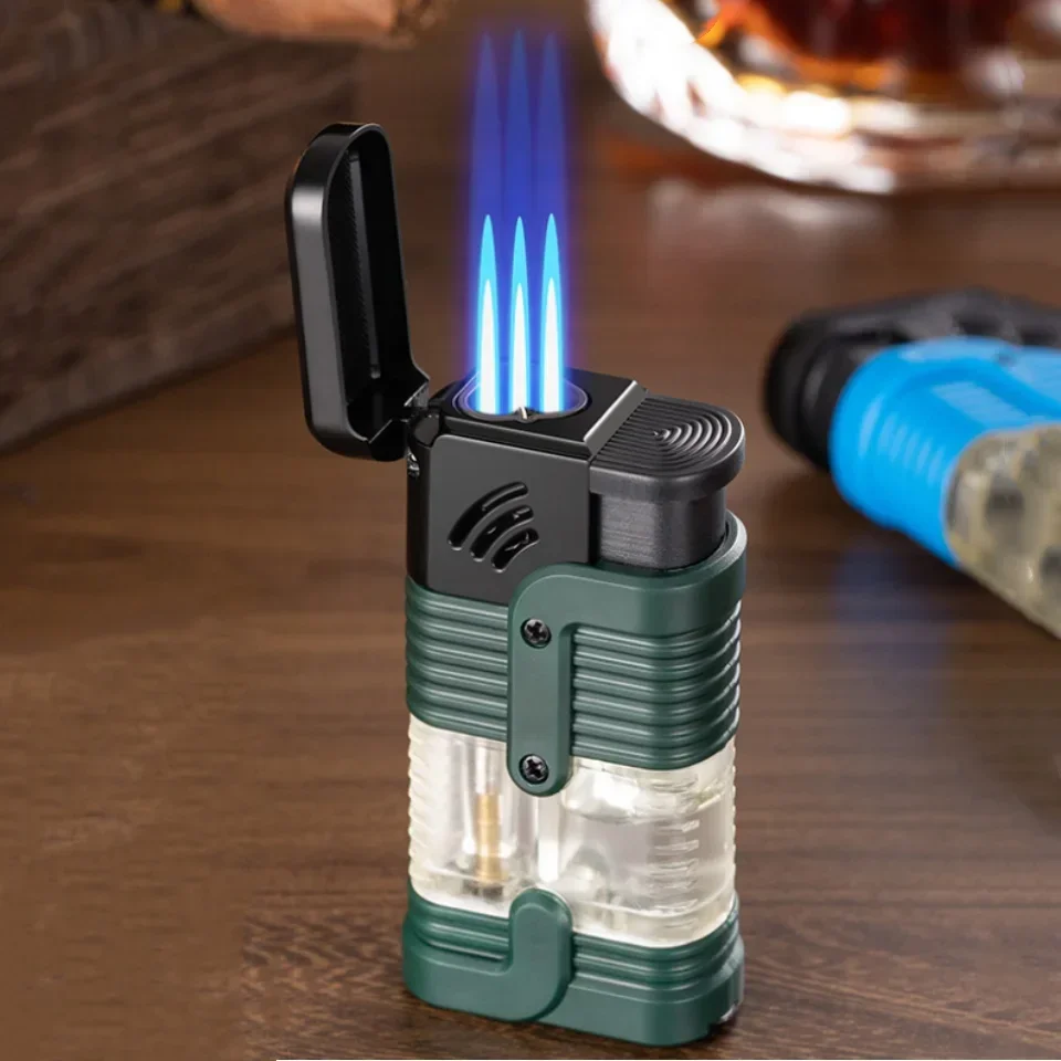 Utility Gas Fill Metal Lighters Windproof Butane Torch Lighters with Cigar Punch High Capacity Gas Lighters Smoking Accessories