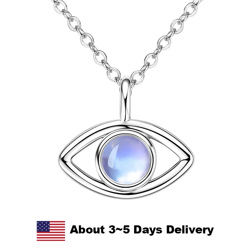 

5mm Round Moonstone Artificial Gemstone Pendant Necklace For Women 925 Sterling Silver Plated Simple Fine Jewelry Classic Style
