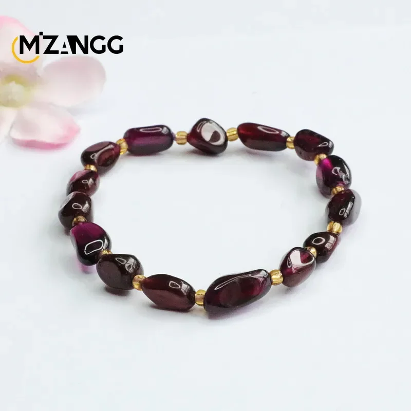 Natural Garnet Bracelet Purple Tooth Black Lady Color Jewel String Fashion Charm Crystal Healing Energy Stone Holiday Gift