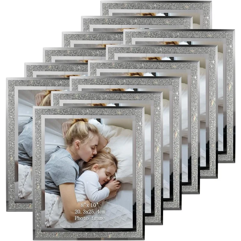 

12 Pack 8x10 Picture Frame, Sparkle Glass Photo Frames 8 by 10 for Tabletop, Horizontally or Vertically