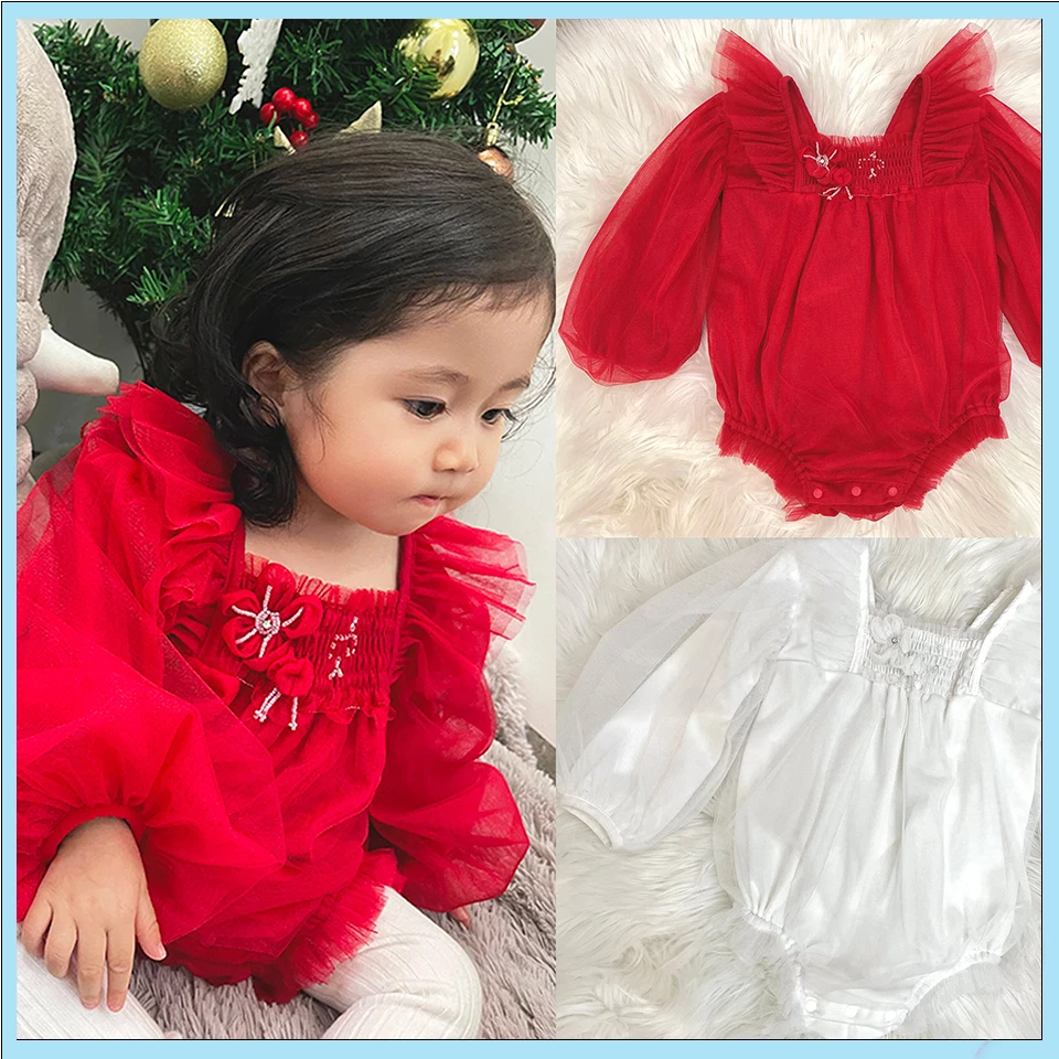 

Kids Wings Crawling Clothes with Fleece Mesh Long Sleeve Jumpsuit New Year Clothes Christmas Clothes