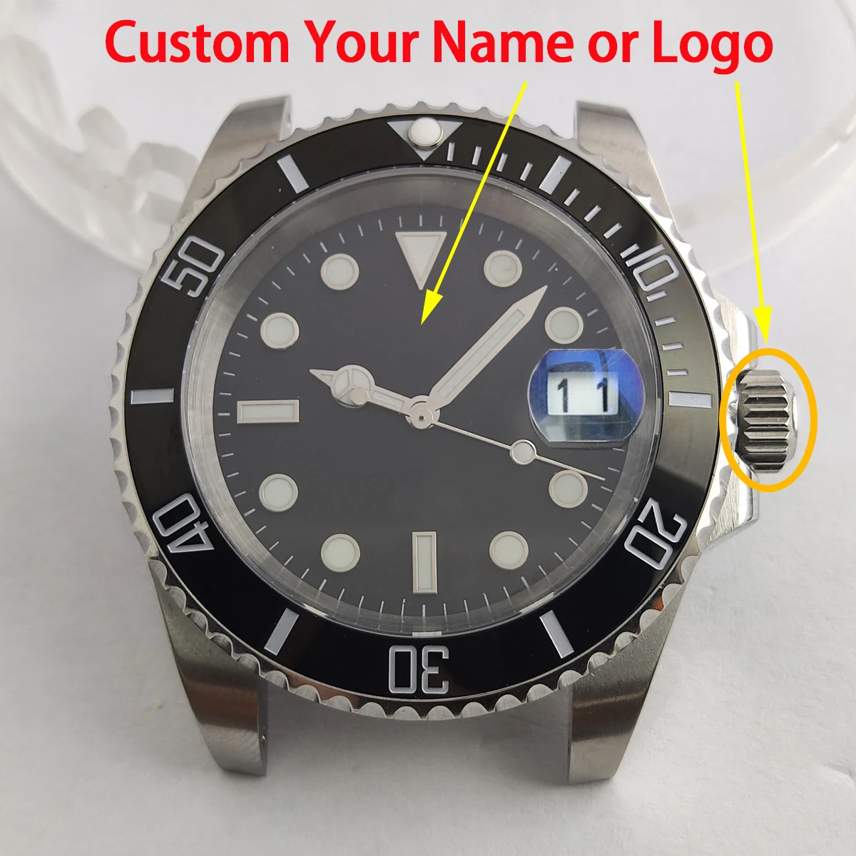 40mm NH35 Case custom logo Sapphire Glass nh35 Watch case nh36 case Watch dial part l nh35 Movement nh35 dial watch accessories