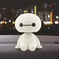 DISNEY Big Hero 6 Baymax Anime PVC Action Figure Cartoon Cute Robot Bobble Head Shaking Baymax Dolls Car Decor Kids Toys Gift