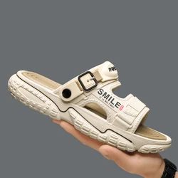 Quick drying Mesh Non slip Man Slippers 2024 Summer Men Casual Shoe Fashion Comfortable Drag Mens Sandals Outsole Beach Footwear