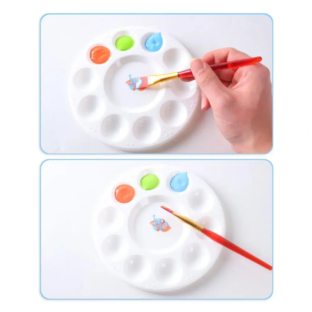 Acrylic Paint Palette 2pcs 17cm Round Paint Palettes with 11 Wells Non-stick Mixing Trays for Watercolor Acrylic Oil Easy Clean