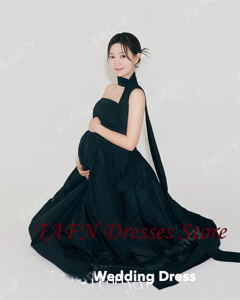 TAFN Korea Wedding Shoot Dresses Off the Shoulder Pleat Rose A-line Goegeous 피로연드레스 Bridal Gown Floor-Length