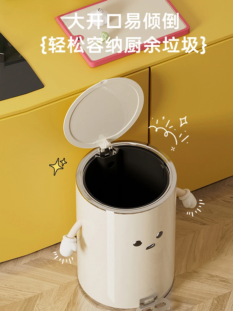 Trash cans, home bathroom, kitchen, living room, bending down, foot pedal wrought iron trash can