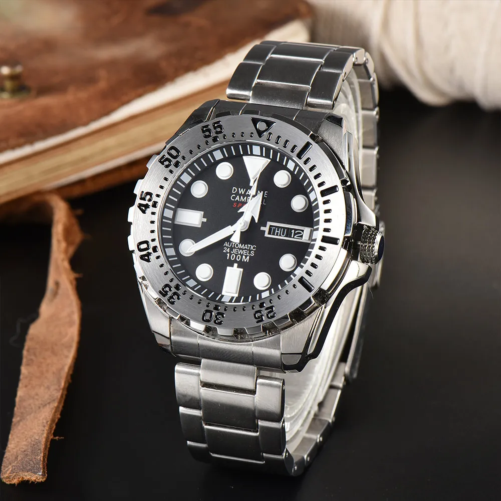 Часы Dwayne Campbell, роскошные автоматические часы для мужчин, сапфировое стекло, механизм NH36, двойной календарь, механические наручные часы
