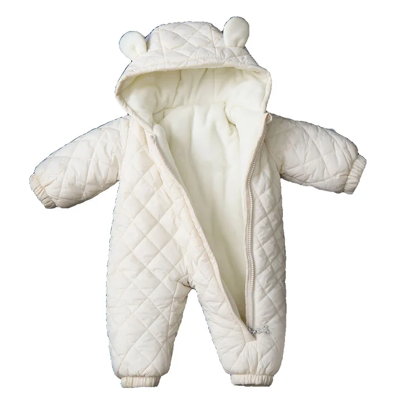 2025 Winter Baby Jumpsuit Thickened Warm Quilted Romper long sleeve Hooded Rompers Cotton-padded Clothes