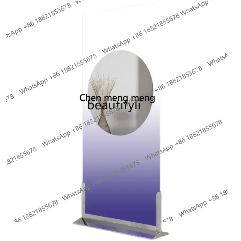 cc182R Stainless steel simple transparent anti-droplet full body mirror hairdressing light luxury transparent floor oval mirror