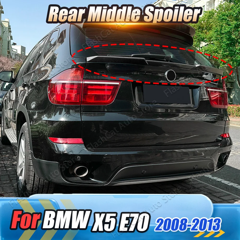 

Carbon Look For BMW X5 E70 2008-2013 Gloss Black Roof Trunk Middle Tail Wing Body Kits Car Rear Middle Spoiler Tailgate Tuning