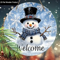 1pc Wooden Snowman Welcome Sign - Christmas Winter Holiday Wall Decor, No Electricity Needed, Festive Snowflake Door Hanging for