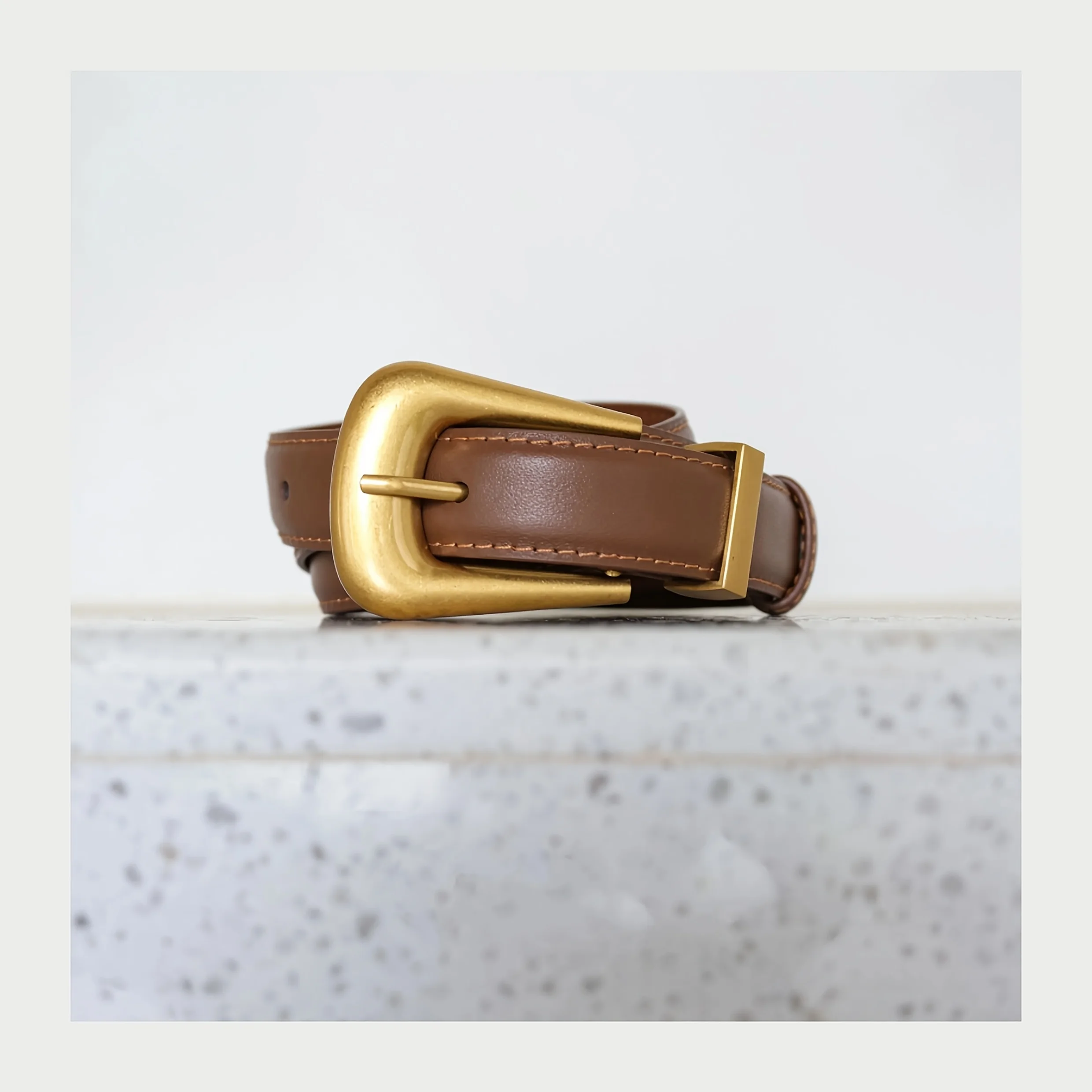 Sabuk Kulit Asli untuk Wanita Desain Simpul Fashion Sabuk Coklat Kasual untuk Mantel Blus Gaun