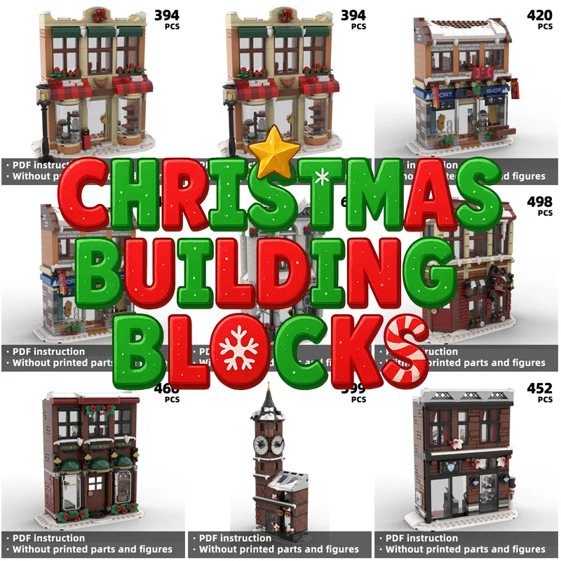 

Christmas Building Blocks Set Street View Shop Model , Street View Architectural for Fun Assembly Toy for Holiday Gifts