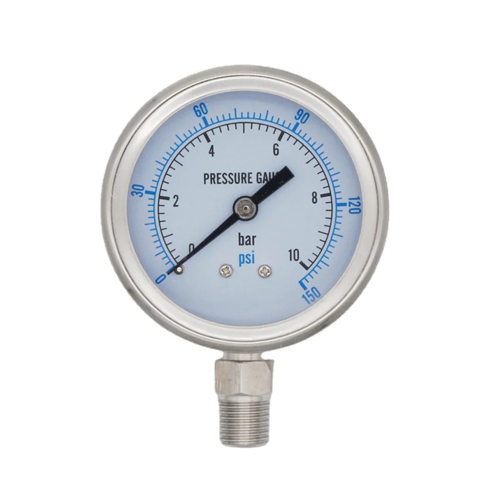 1/8 "1/4" BSP NPT Männlichen 60mm OD Zifferblatt Bar PSI Display Manometer SUS 304 Edelstahl n2 Dampf Pneumatische Homebrew – Detail 1