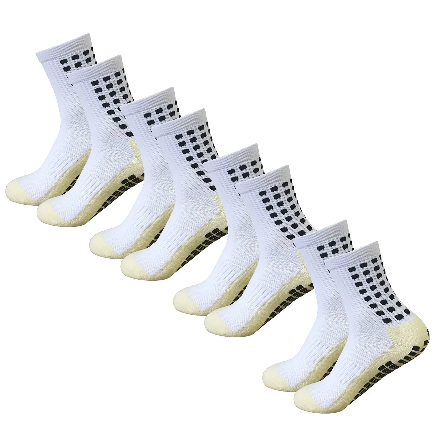 4 Pairs Men's Soccer Socks Anti Slip Non Slip Grip Pads for Football Basketball Sports Grip Socks