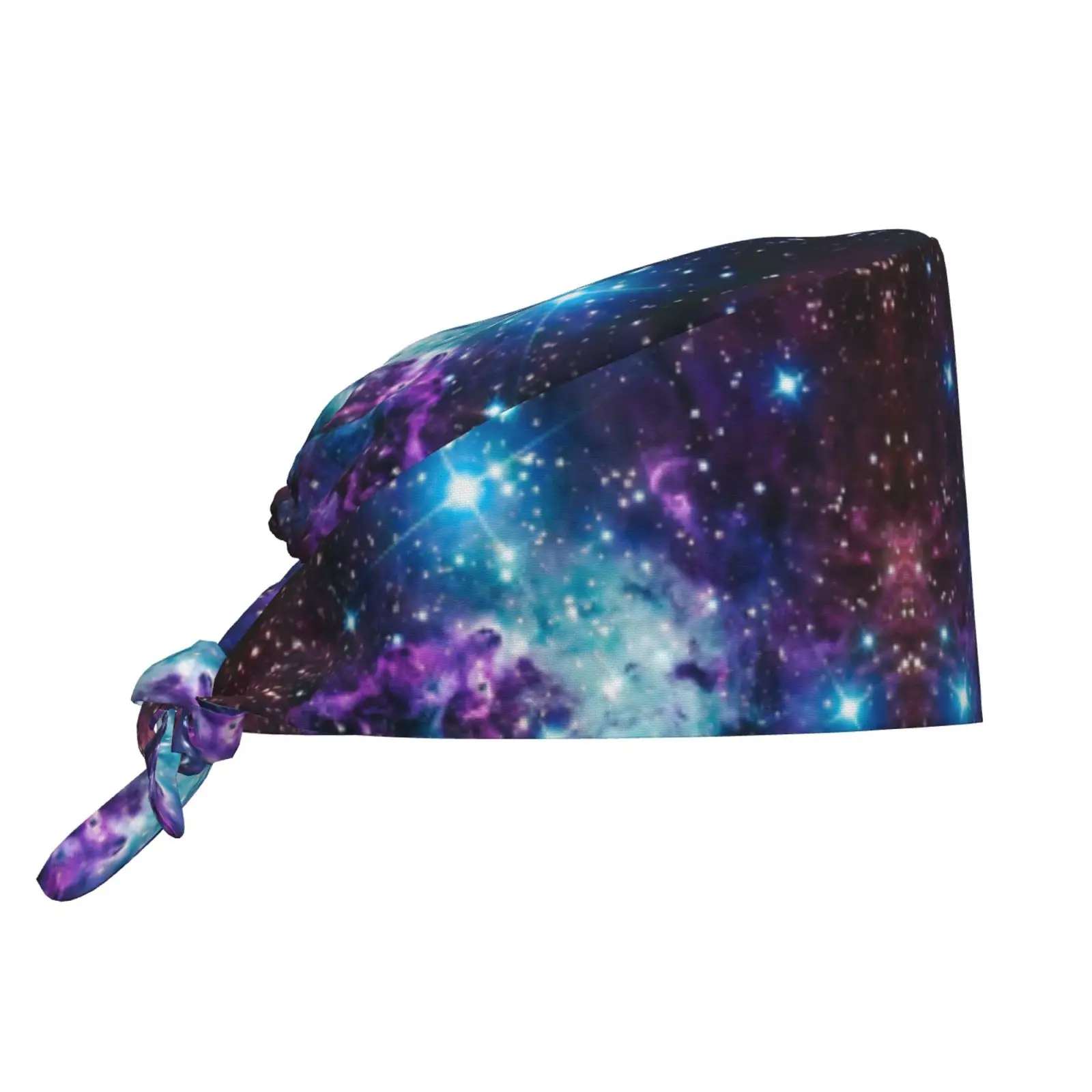 Starry Sky and Space Pattern Series Printed Surgical Hat Scrub Cap Long Hair Medical Cap Cosmetic Dentistry Doctors Scrub Hats