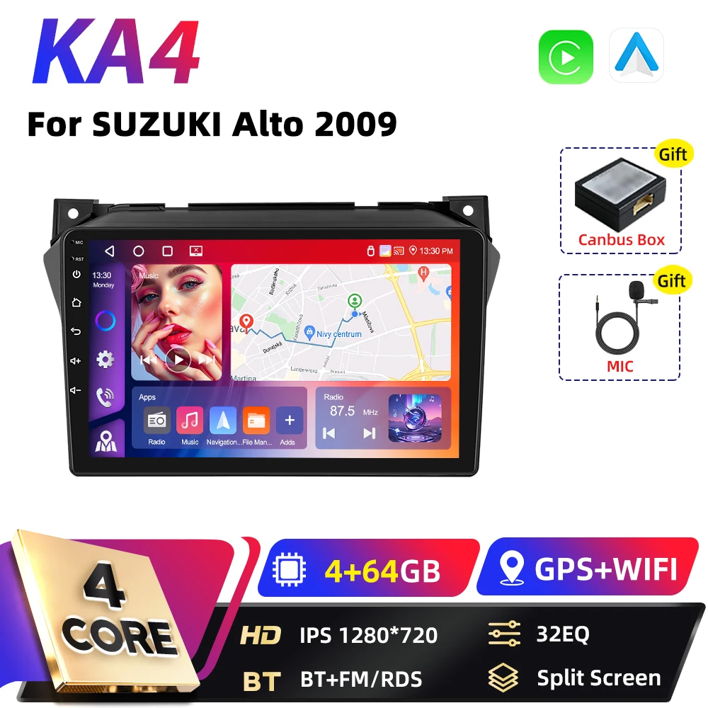 Podofo Carplay Android Android Auto Autoradio Voor SUZUKI Alto 2009 Qualcomm Snapdragon BT GPS DSP WIFI FM RDS 2DIN Autoradio