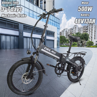 Orlms-S9 Electric Bicycle 500W Peak Power 48V13AH Lithium Battery Foldable Adult Electric Bike 20 In Fat Tire All Terrain E-bike