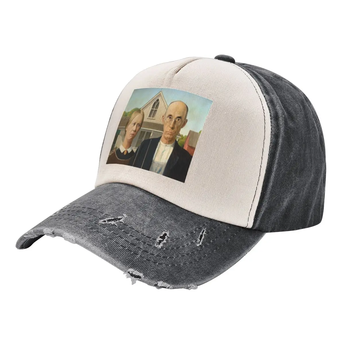High Res Grant Wood American Gothic 1930 Baseball Cap Anime cute hard hat Beach Outing Elegant Women's Hats Men's