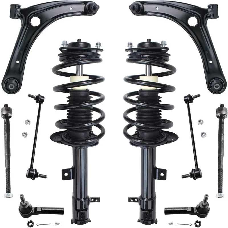 10pc Front End Suspension Kit for 2009-2012 Dodge Caliber 2010 2011, 2 Ready Struts, 2 Lower Control Arms w/Ball Joints