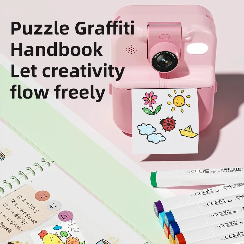 Kids Instant Print Camera with Thermal Print Function, Vintage Travel Toy Camera for Children