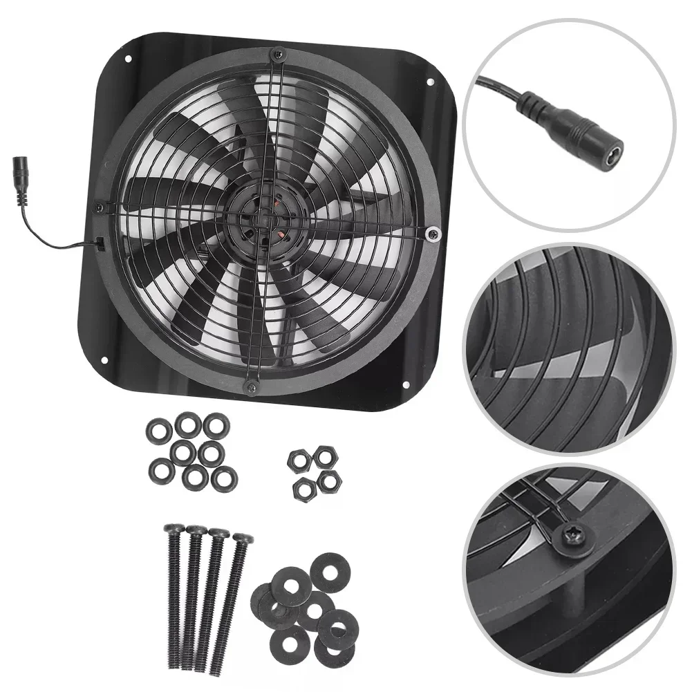 250mm Solar Powered Fan Round Effective Cooling Solar Panel Fan Kit For Greenhouse Chicken Coop Dog Kennel