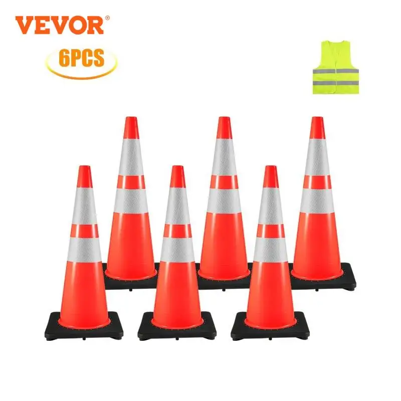 VEVOR PVC 18 28 36 Inch Traffic Safety Parking Cones Reflective Collars Higher Warning for Traffic Control Construction Sites