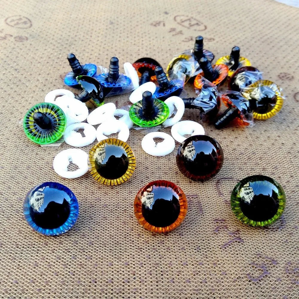 20pcs/set 17mm 3D Plastic Resin Laser Eye Ball 5 Colors With Gasket Bear Animal DIY Dolls Eyes Puppet Colored Eyes Accessories