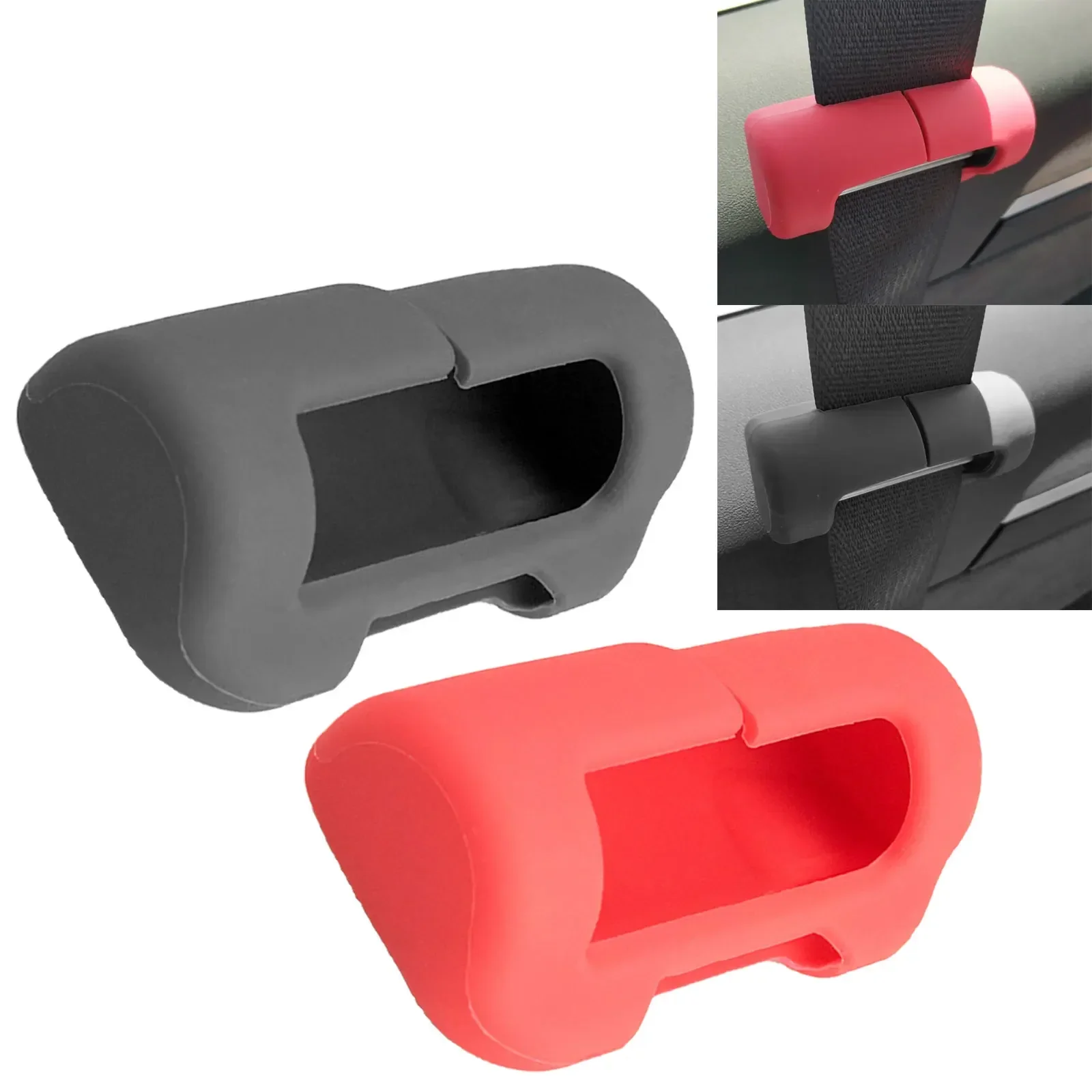 2Pcs for Tesla Model 3/Y Front-row Seat Seatbelt Buckle Protective Cover Silicone Collision Avoidance Safety Belt Clip Protector