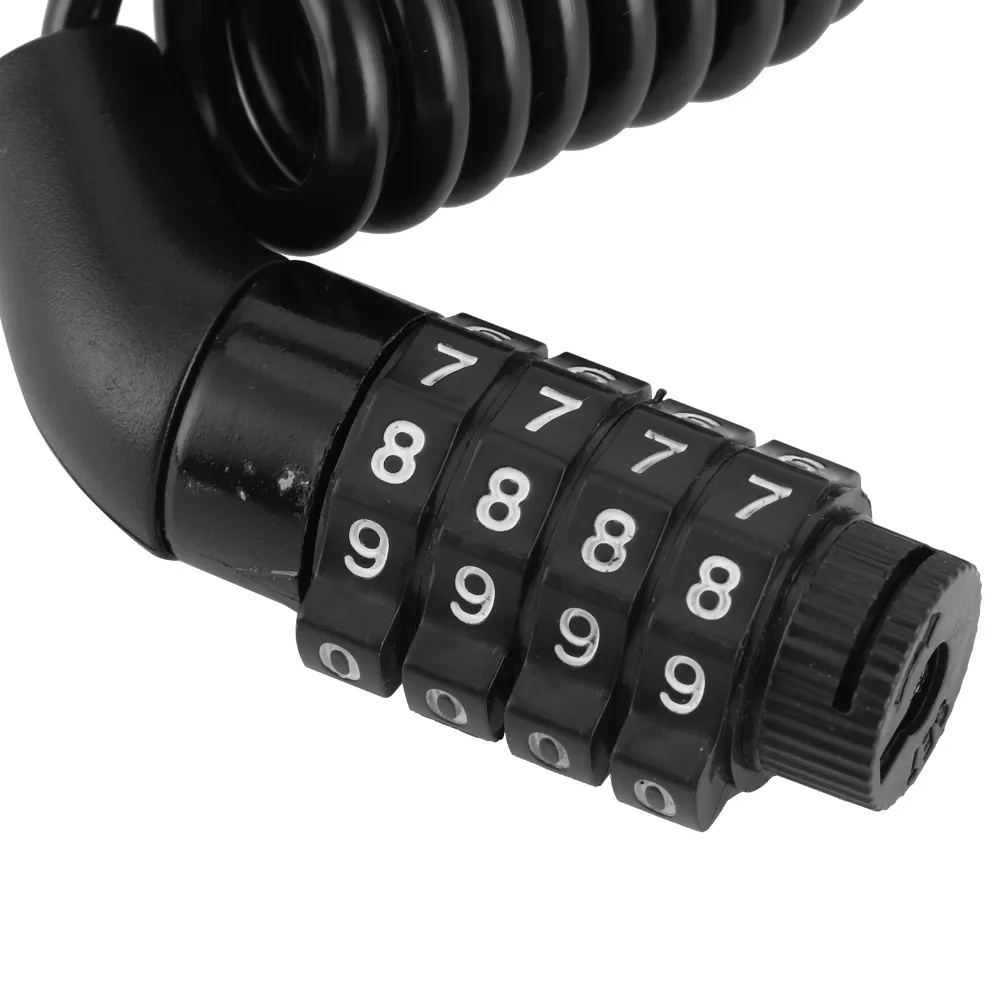 Portable 4 Digit Password AntiTheft Helmet Cable Lock Retractable Combination Cable Lock Combination Lock Outdoor Use
